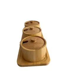Foto 23 von Gewürzbehälter Holz 3er Set Xani mit Dosierlöffel Gewürzdosen für Kräuter Tee