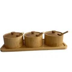 Foto 28 von Gewürzbehälter Holz 3er Set Xani mit Dosierlöffel Gewürzdosen für Kräuter Tee
