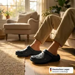 Foto 10 von Clogs Hausschuhe Xani Herren Schwarz Beige Weiß Gr. 40-45 EVA rutschfeste Sohle