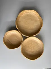 Foto 4 von Holzschalen 3er Set Servierschalen Obstschale Blütenform stapelbar Natur Deko