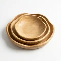 Foto 10 von Holzschalen 3er Set Servierschalen Obstschale Blütenform stapelbar Natur Deko