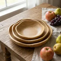 Foto 11 von Holzschalen 3er Set Servierschalen Obstschale Blütenform stapelbar Natur Deko