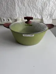 Foto 8 von Topfset 10-teilig Antihaft Granit-Optik Grün 5 Töpfe mit Glasdeckel Holz-Optik