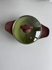 Foto 14 von Topfset 10-teilig Antihaft Granit-Optik Grün 5 Töpfe mit Glasdeckel Holz-Optik