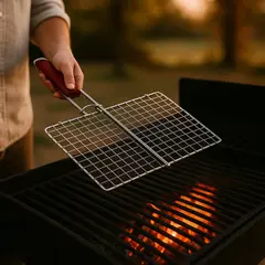 Foto 9 von Grillrost 3er Set 28 x 21 cm Edelstahl Klappgriff BBQ Ersatzrost Holzkohlegrill