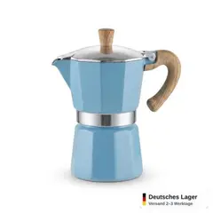 Foto 11 von Espressokocher 3 Tassen Aluminium Blau Mokkakanne Herdplatte Kaffeekanne Xani