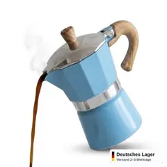 Foto 13 von Espressokocher 3 Tassen Aluminium Blau Mokkakanne Herdplatte Kaffeekanne Xani