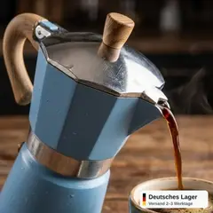 Foto 15 von Espressokocher 3 Tassen Aluminium Blau Mokkakanne Herdplatte Kaffeekanne Xani