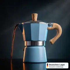 Foto 16 von Espressokocher 3 Tassen Aluminium Blau Mokkakanne Herdplatte Kaffeekanne Xani