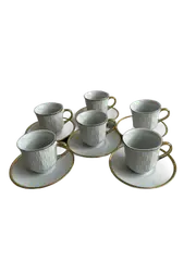 Foto 13 von Kaffee- und Mokkatassen mit Unterteller aus Porzellan Weiß-Gold