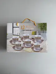 Foto 1 von Kaffee- und Mokkatassen mit Unterteller aus Porzellan 12-tlg Schwarz-Gold