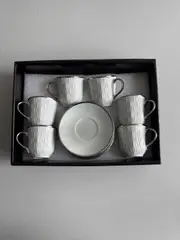 Foto 3 von Kaffee- und Mokkatassen mit Unterteller aus Porzellan 12-tlg Schwarz-Gold