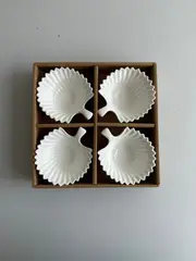Foto 5 von Keramik Snackschale 4er Blattform Weiß