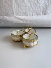 Foto 3 von Keramik Snackschale 3er Set mit Deckel Vorratsdose Aufbewahrung Küche