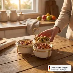 Foto 10 von Keramik Snackschale 3er Set mit Deckel Vorratsdose Aufbewahrung Küche